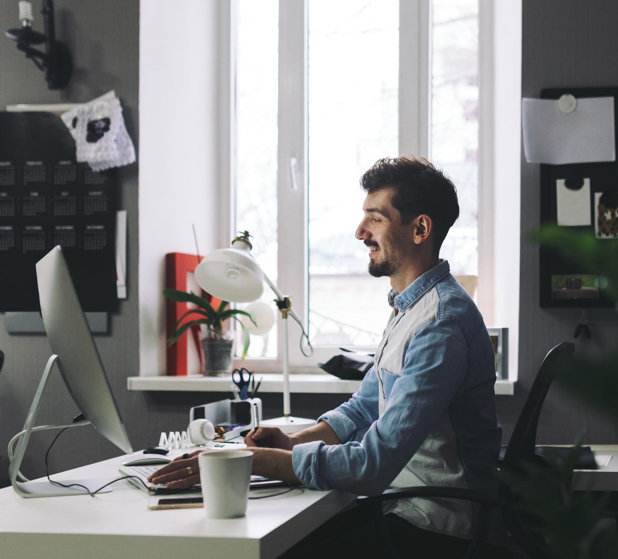 Handsome businessman working in office